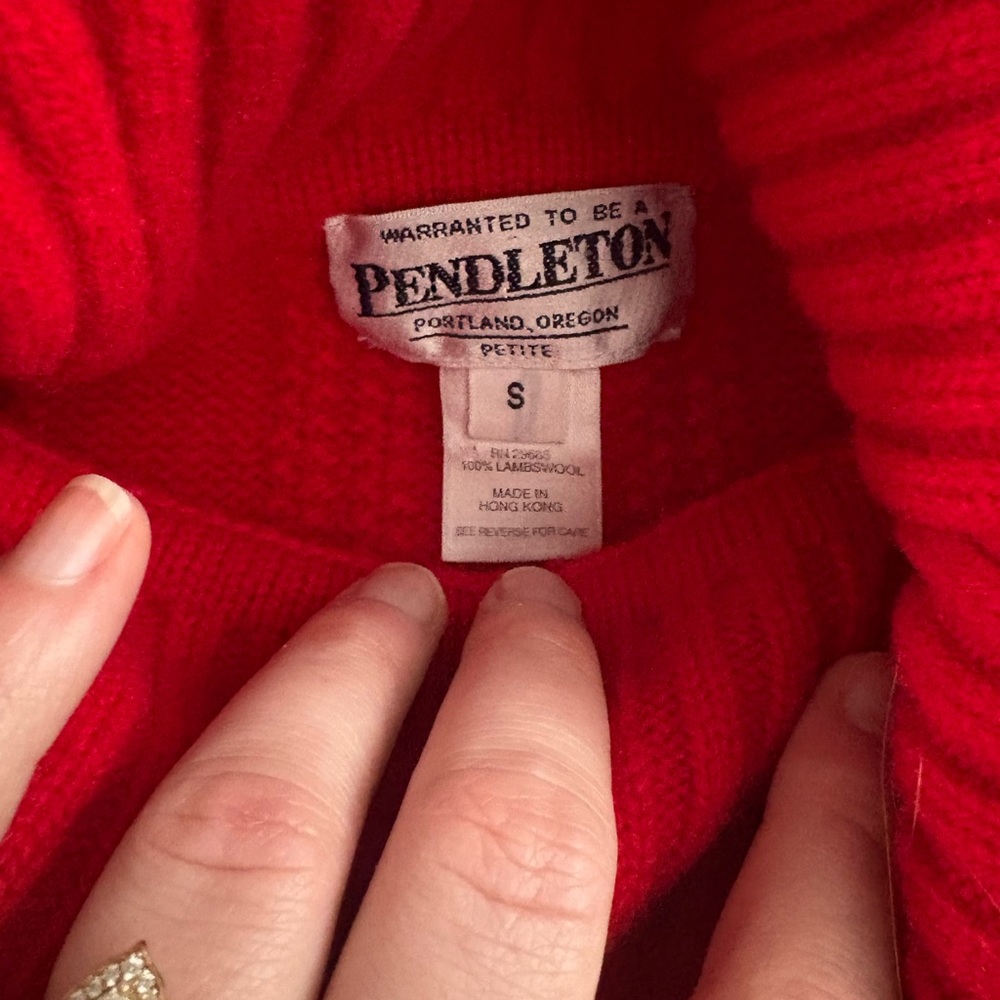 Vintage Pendleton Wool Red Cable Knit Turtleneck … - image 5